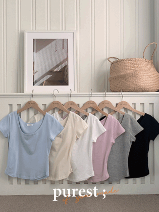 [Made] 루닌 글램 여리핏 U넥 티셔츠 - 6color